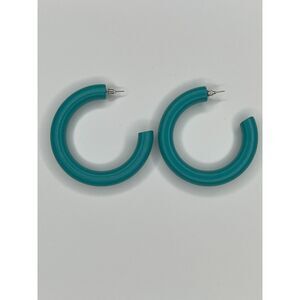 Classic Teal Resin Hoop Earrings – Lightweight and Stylish